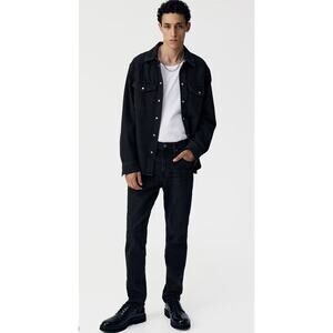 H&M Slim & Denim Black Cotton Hi Rise Stretch Unisex Jeans Size 29 X 32